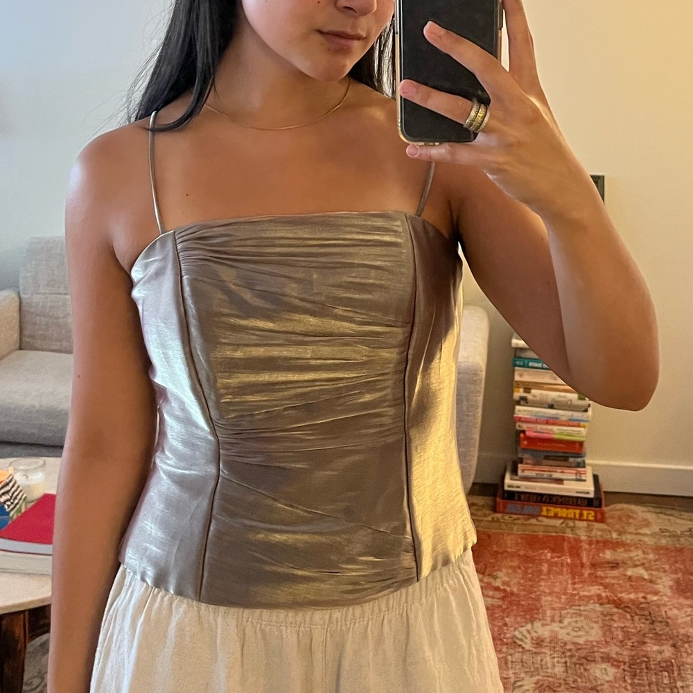 Dressbarn metallic Strapless Top